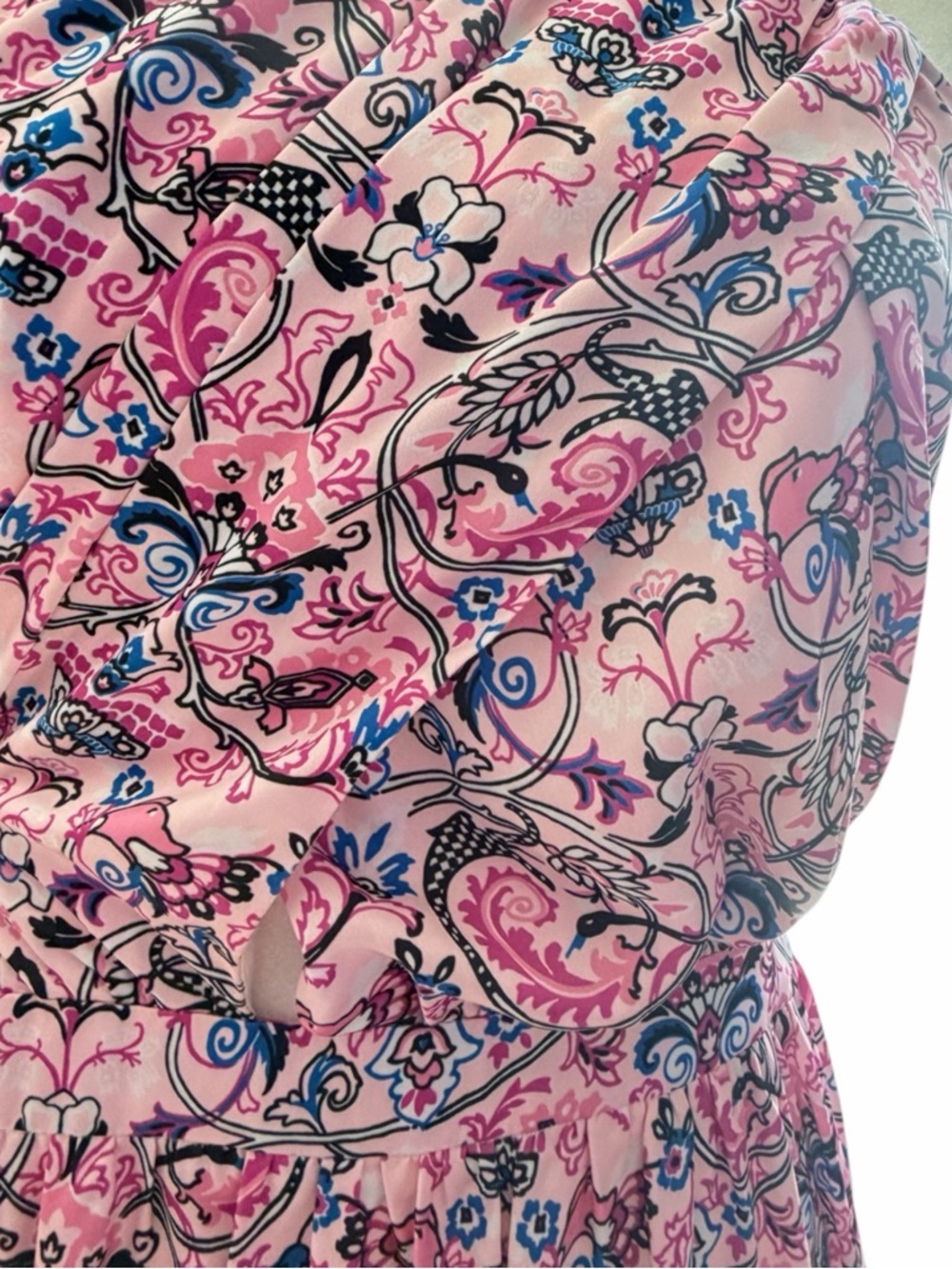 Outerknown Bailey Cross Halter Pink Floral Cut-Out Tiered Maxi Dress - Picture 5 of 10